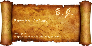 Bartho Jolán névjegykártya